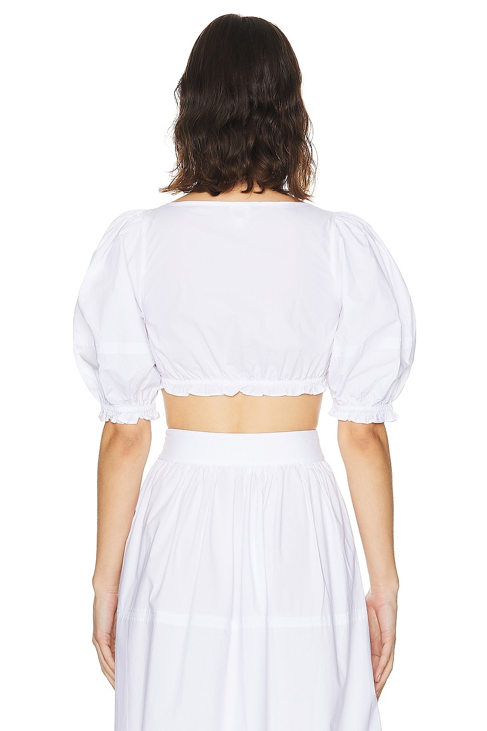 Poplin Cropped Peasant Top - 3