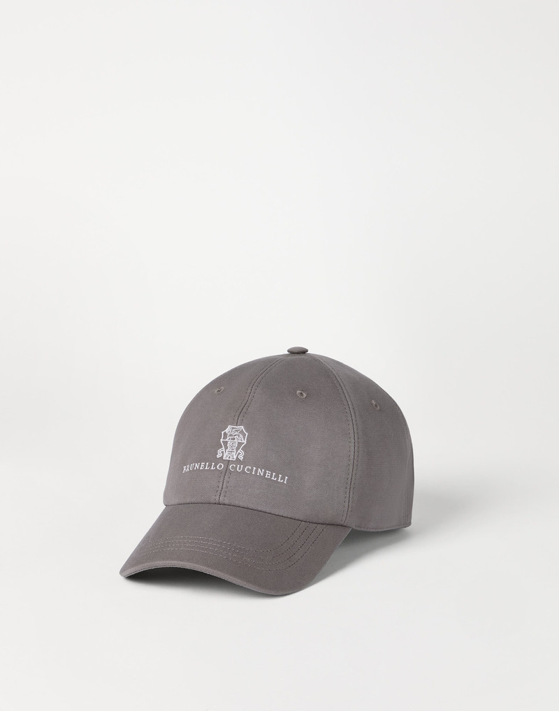 Garment-dyed twisted cotton gabardine baseball cap with embroidered logo 1