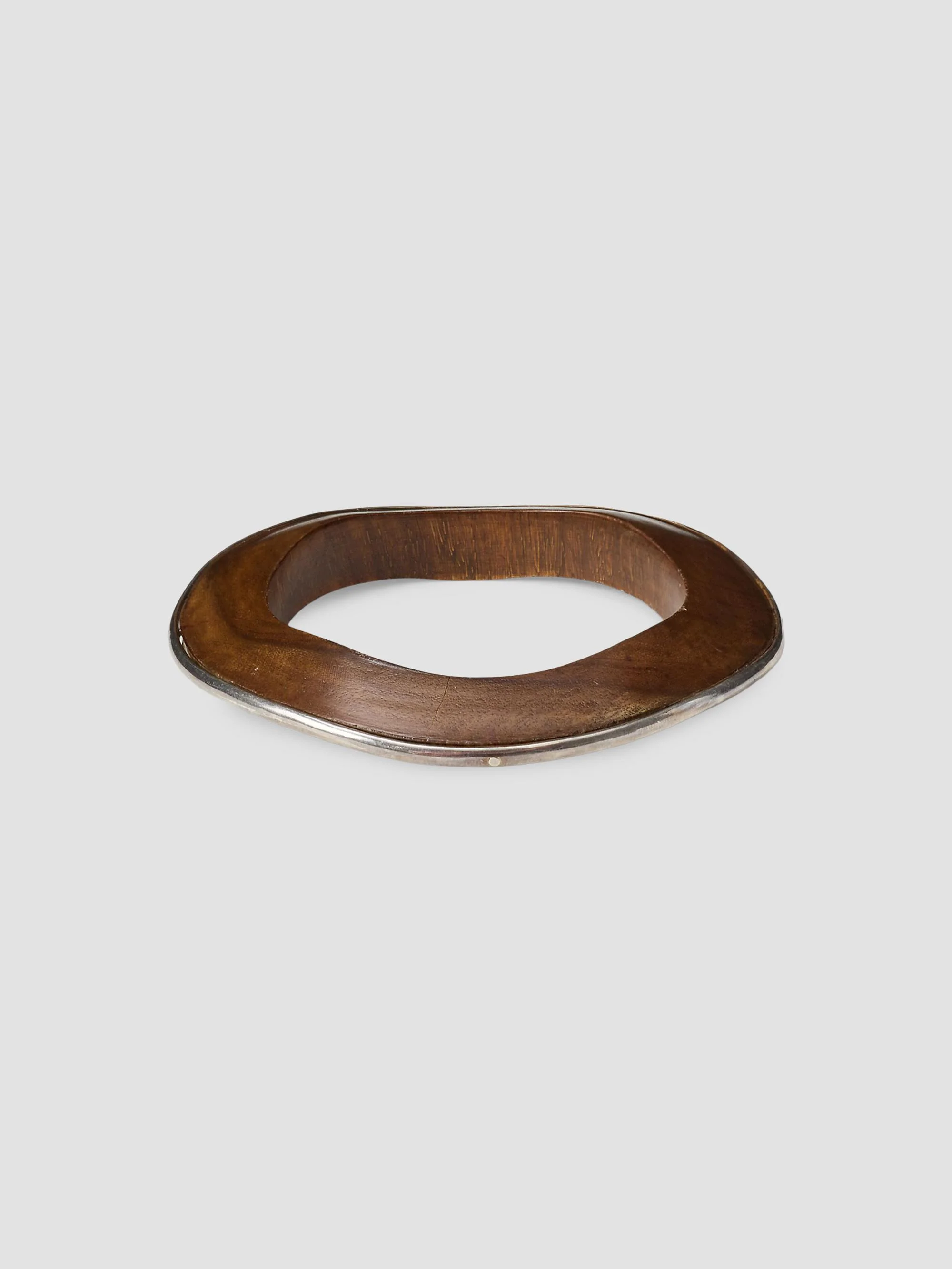 Women's Brass Wood-Contour Bangle Bracelet - Silver Brown - 1