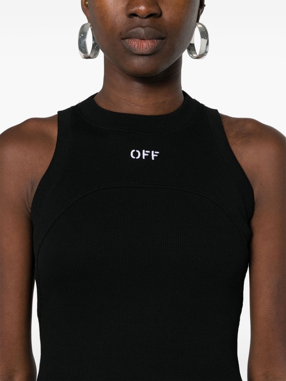 logo-embroidered ribbed tank top - 5