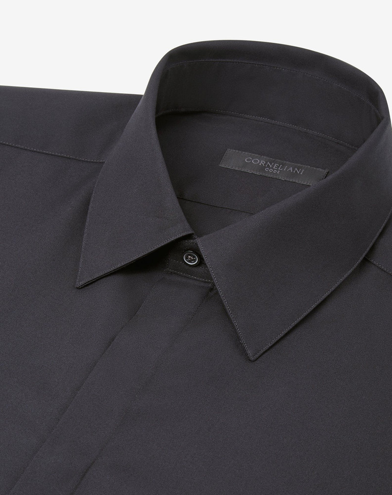 Black cotton poplin evening shirt 3