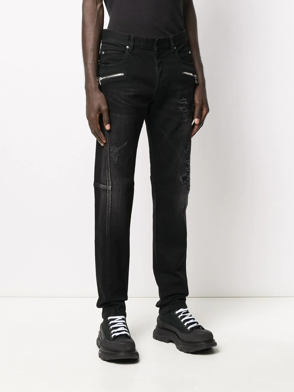 zipped details slim-fit jeans - 3