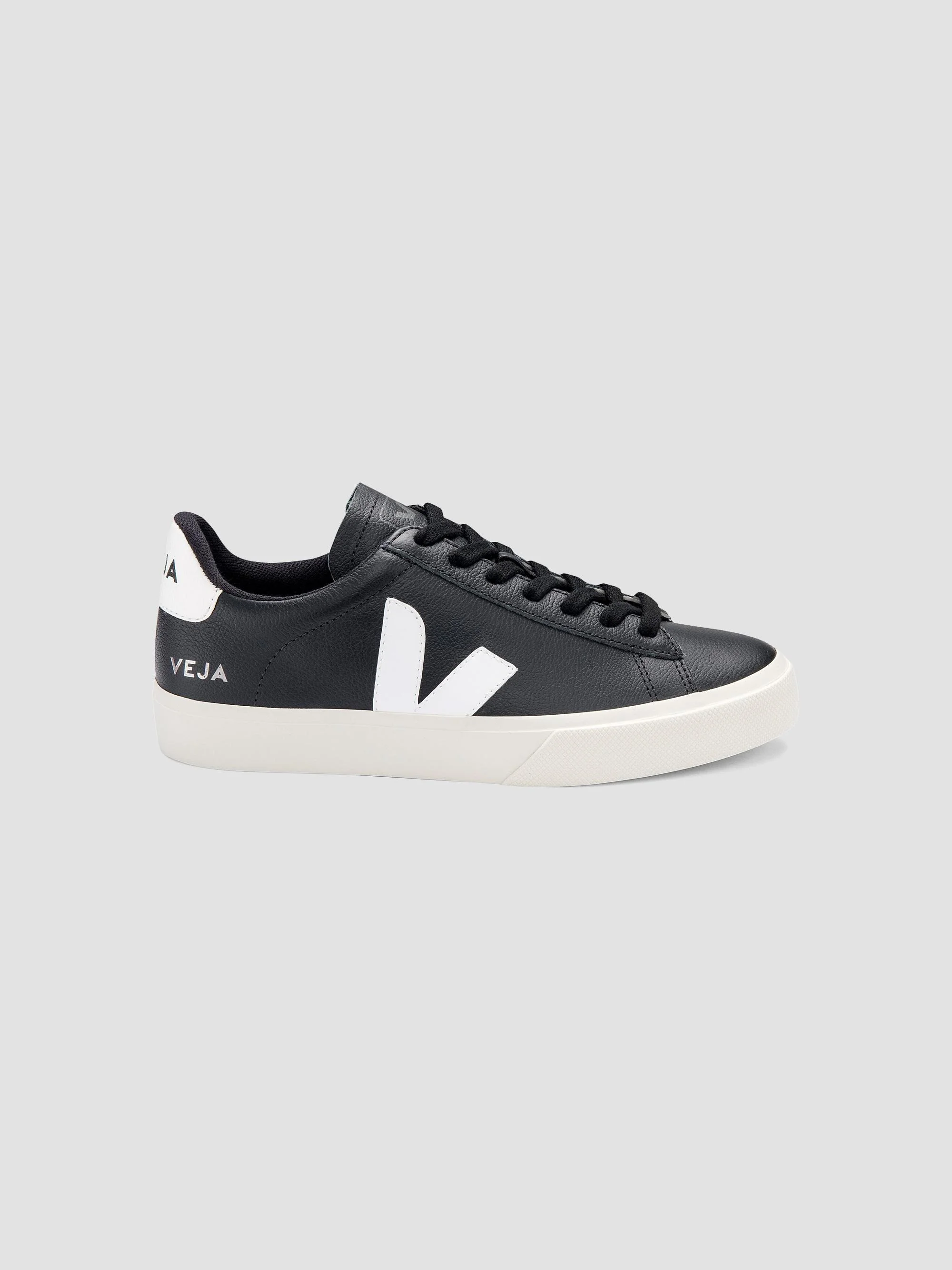 Women's Campo Leather Low-Top Sneakers - Black White - 1