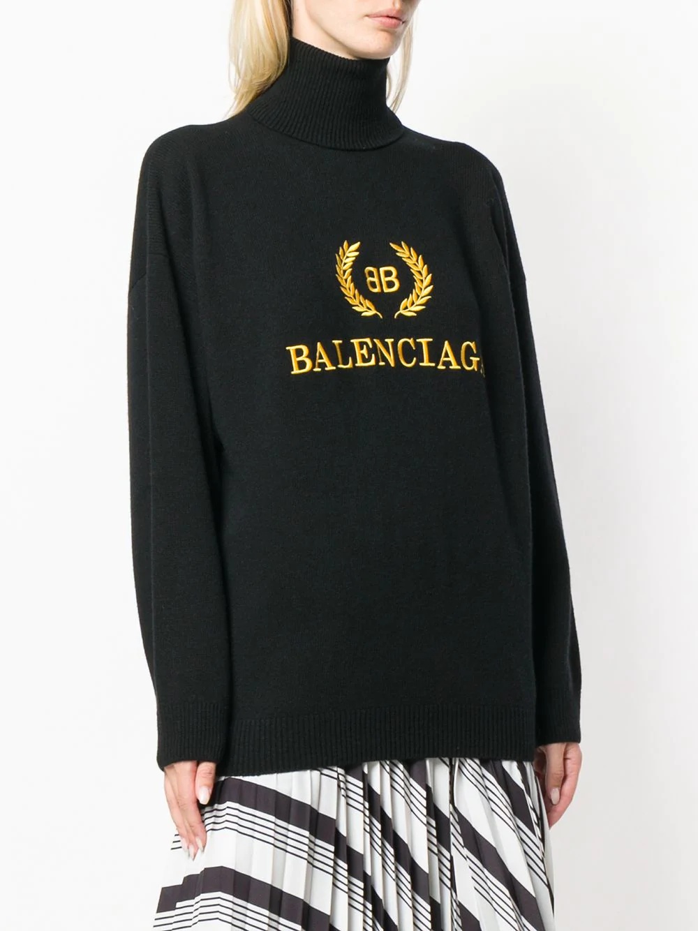 logo embroidered turtleneck sweater - 3