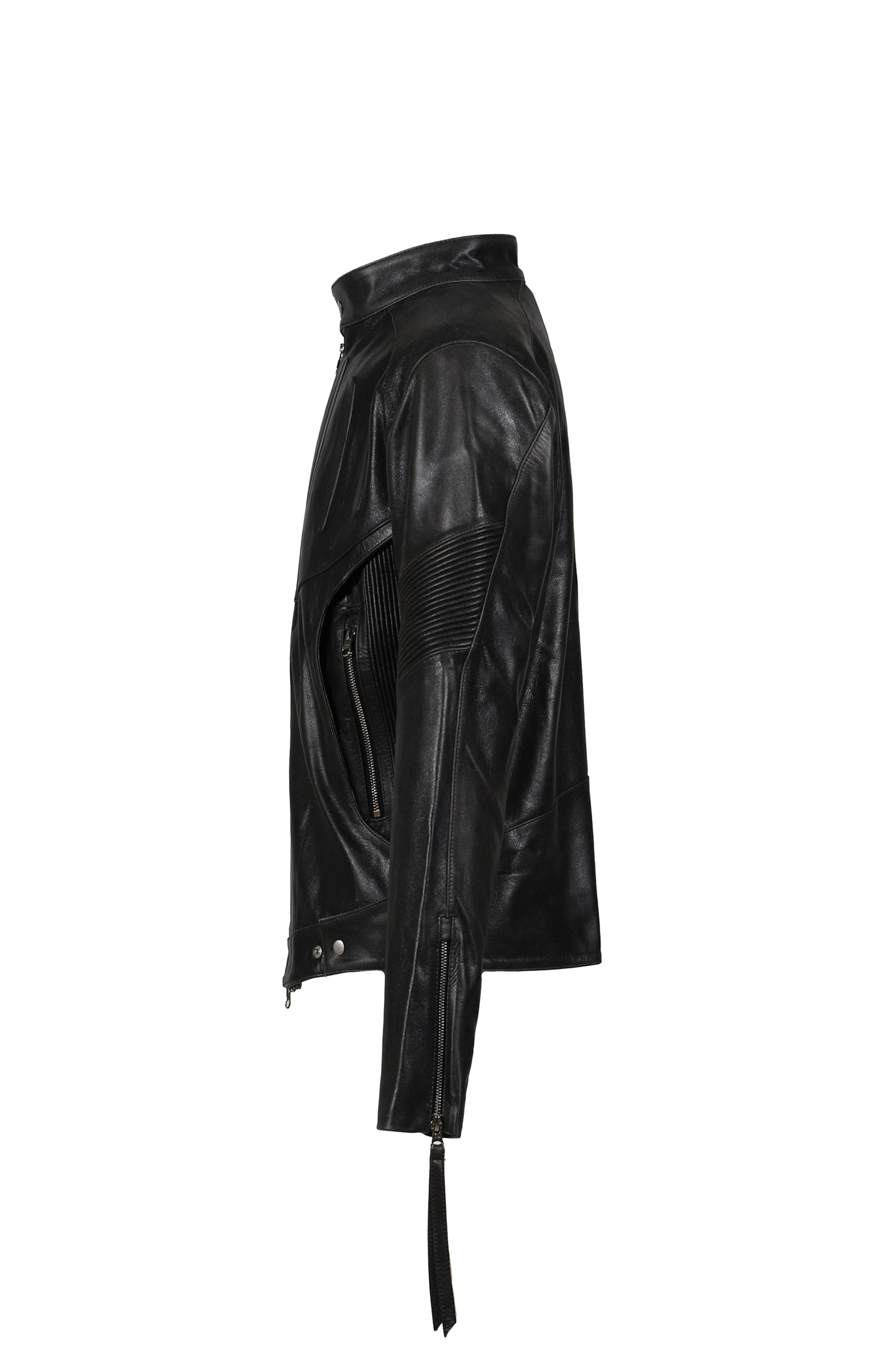 EMBOSSED LEATHER BIKER JACKET / BLK - 7