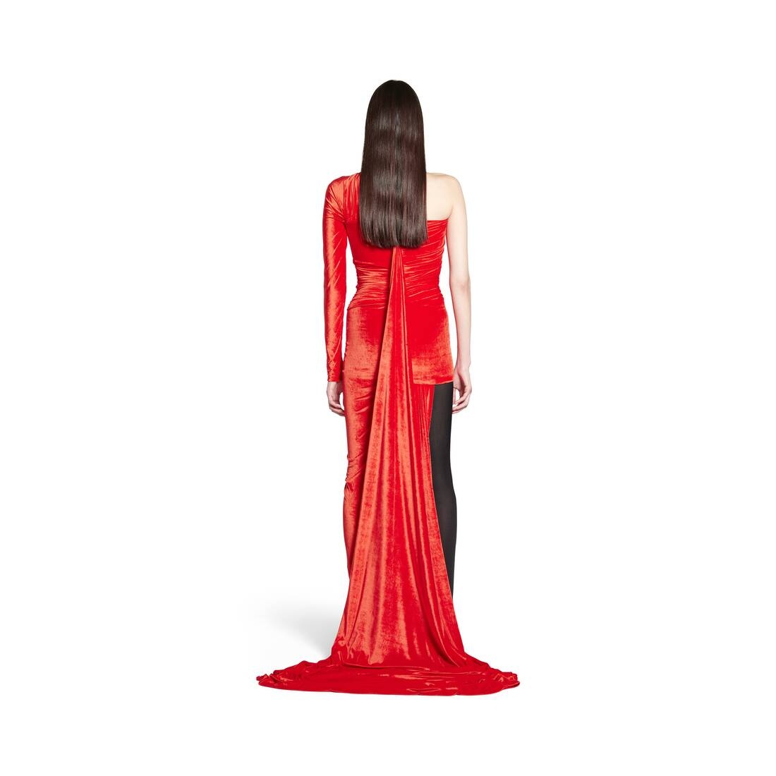 Women's Asymmetric Dress in Red - 4