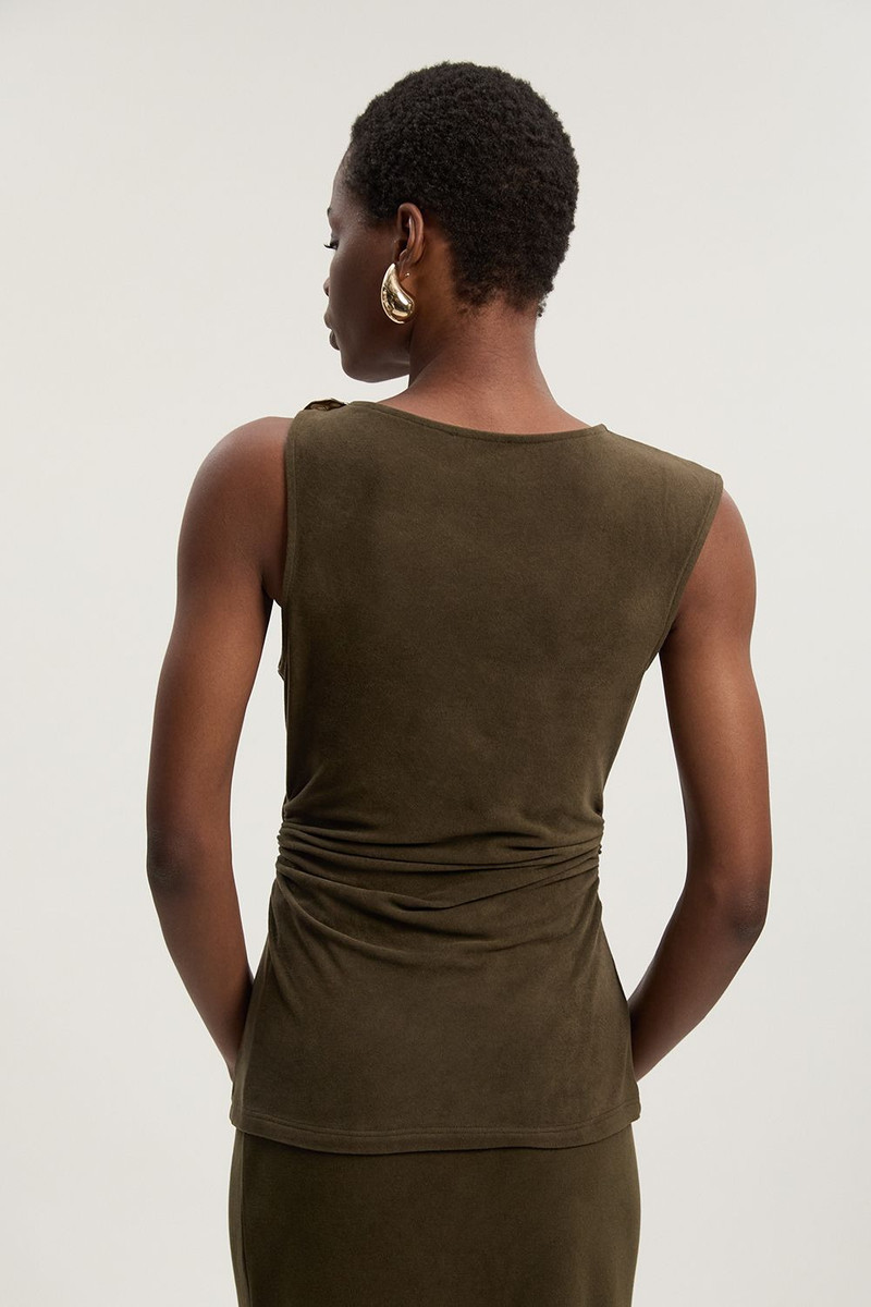 Trim Detail Brushed Textured Jersey Sleeveless Top 5