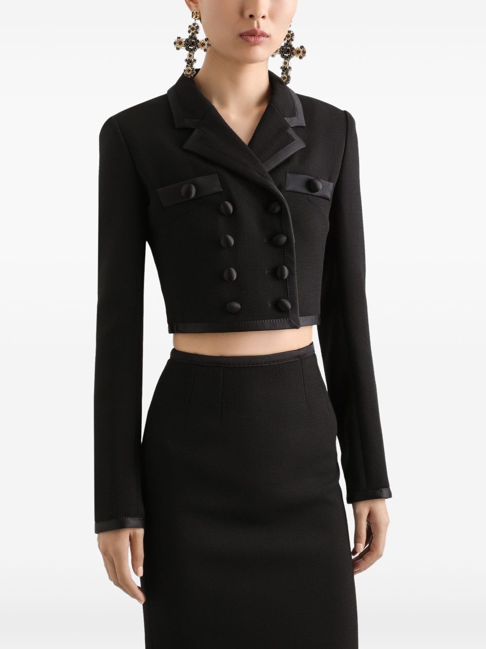double-breasted cropped jacket - 4