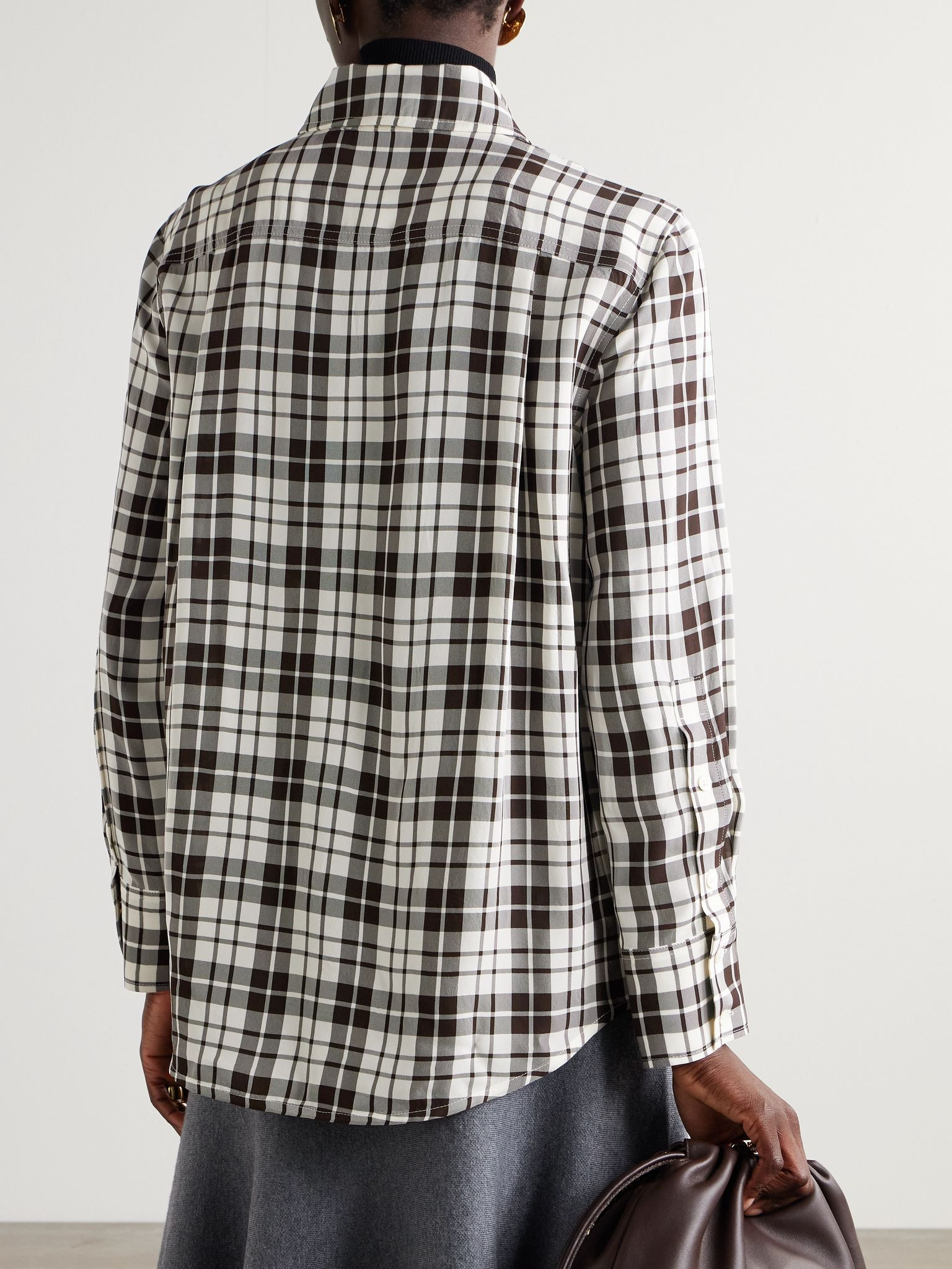 Bronwen checked twill shirt Brown - 3
