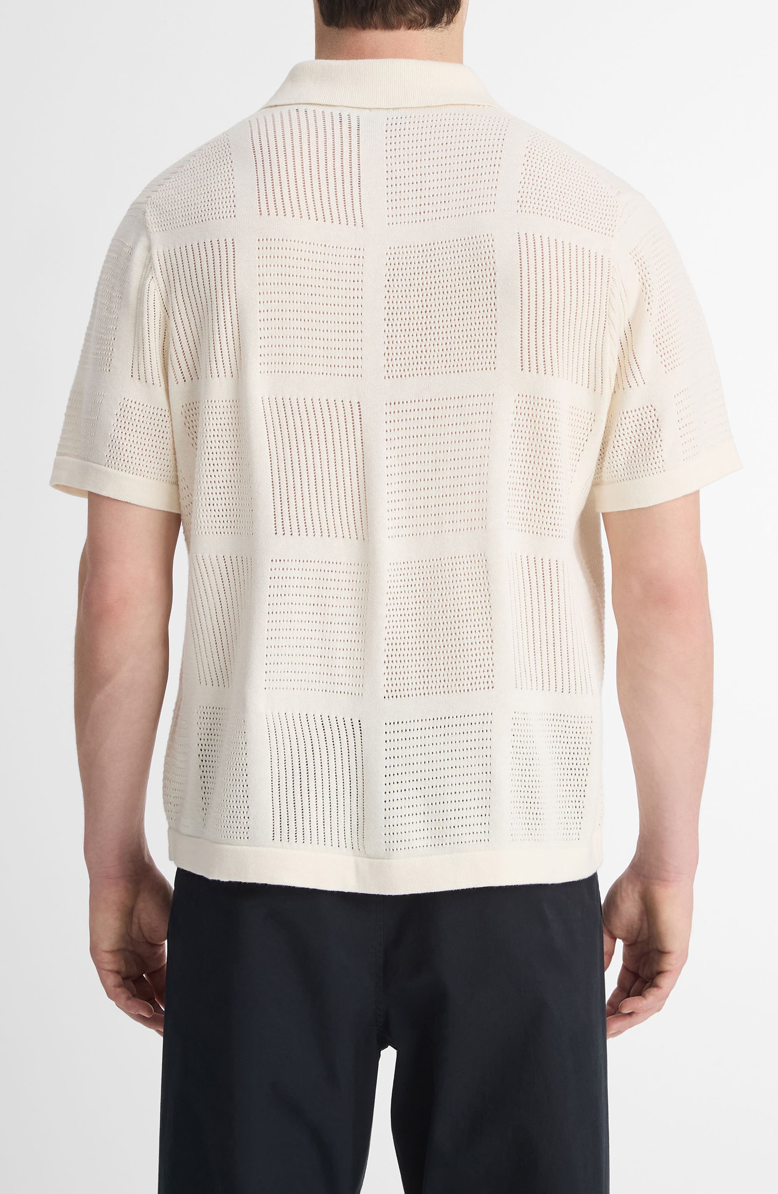 Vince Patchwork Pointelle Short Sleeve Cardigan in Classic Cream at Nordstrom - 2