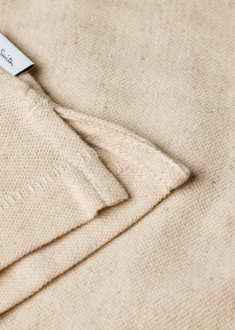 Ecru Cotton-Linen Pique Polo Shirt 7
