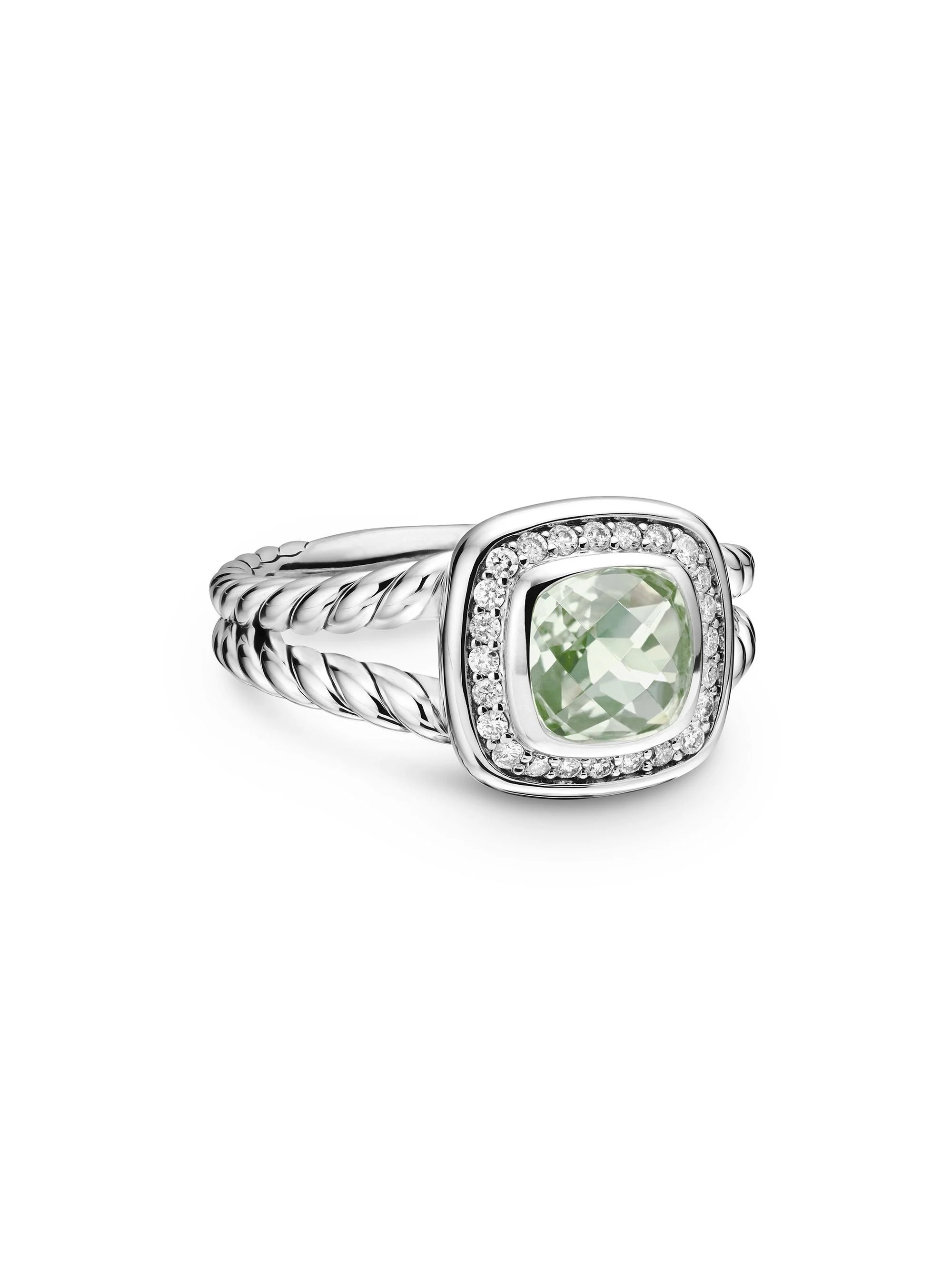 Women's Petite Albion Ring With Pavé Diamonds - Prasiolite - 1