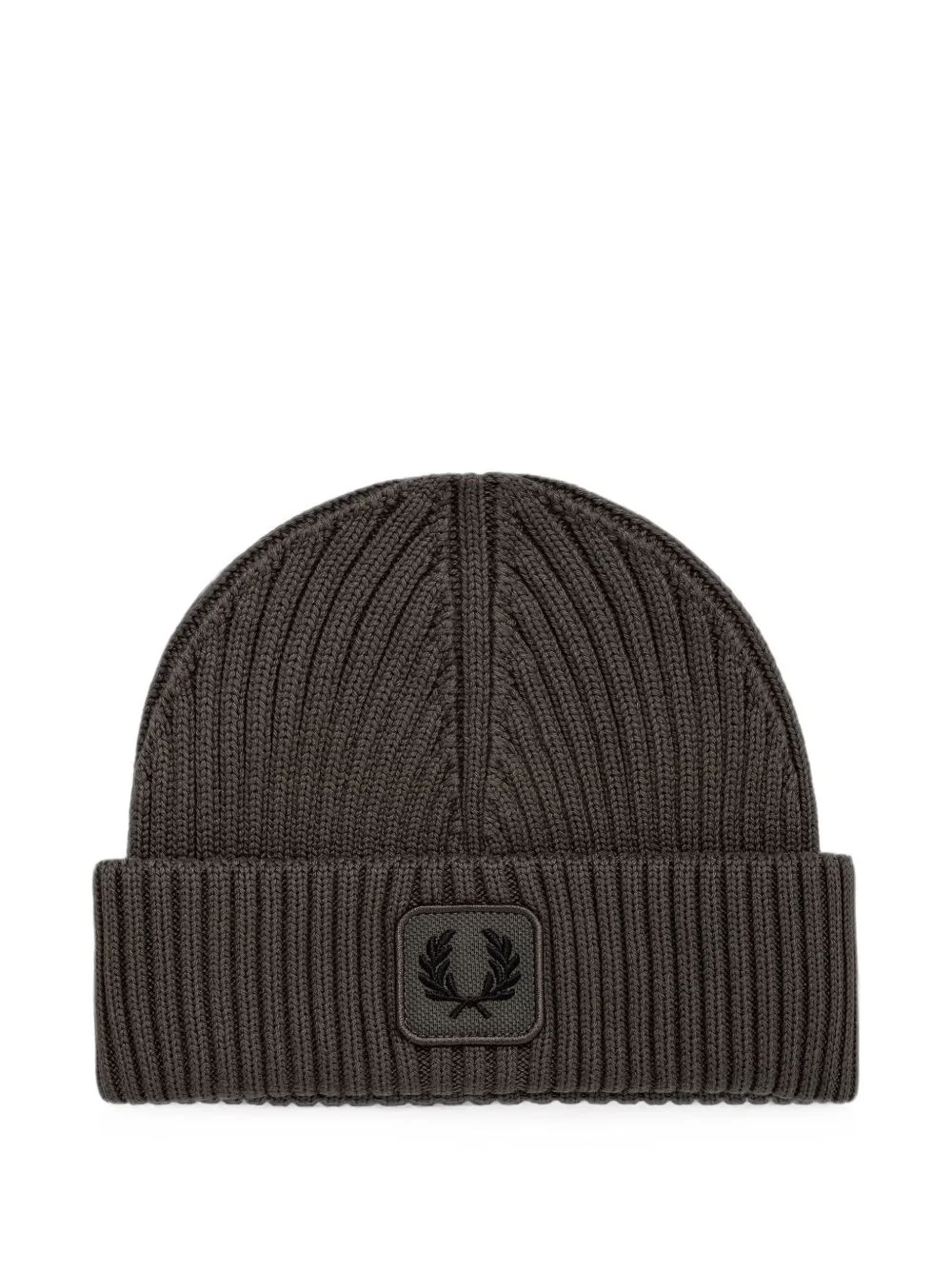 ribbed-knit logo-patch beanie hat - 1