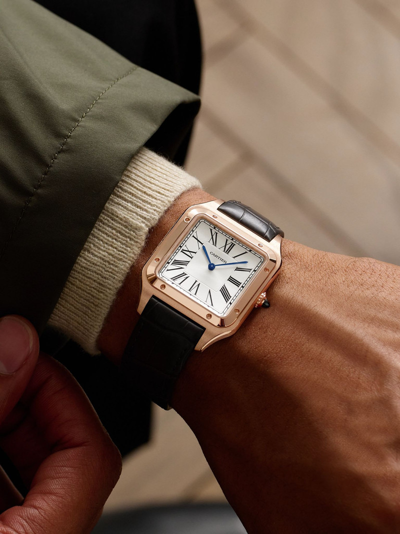 Cartier Santos-Dumont Extra-Large 46.6mm 18-Karat Rose Gold and Alligator Watch, Ref. No. CRWGSA0032 Silver outlook