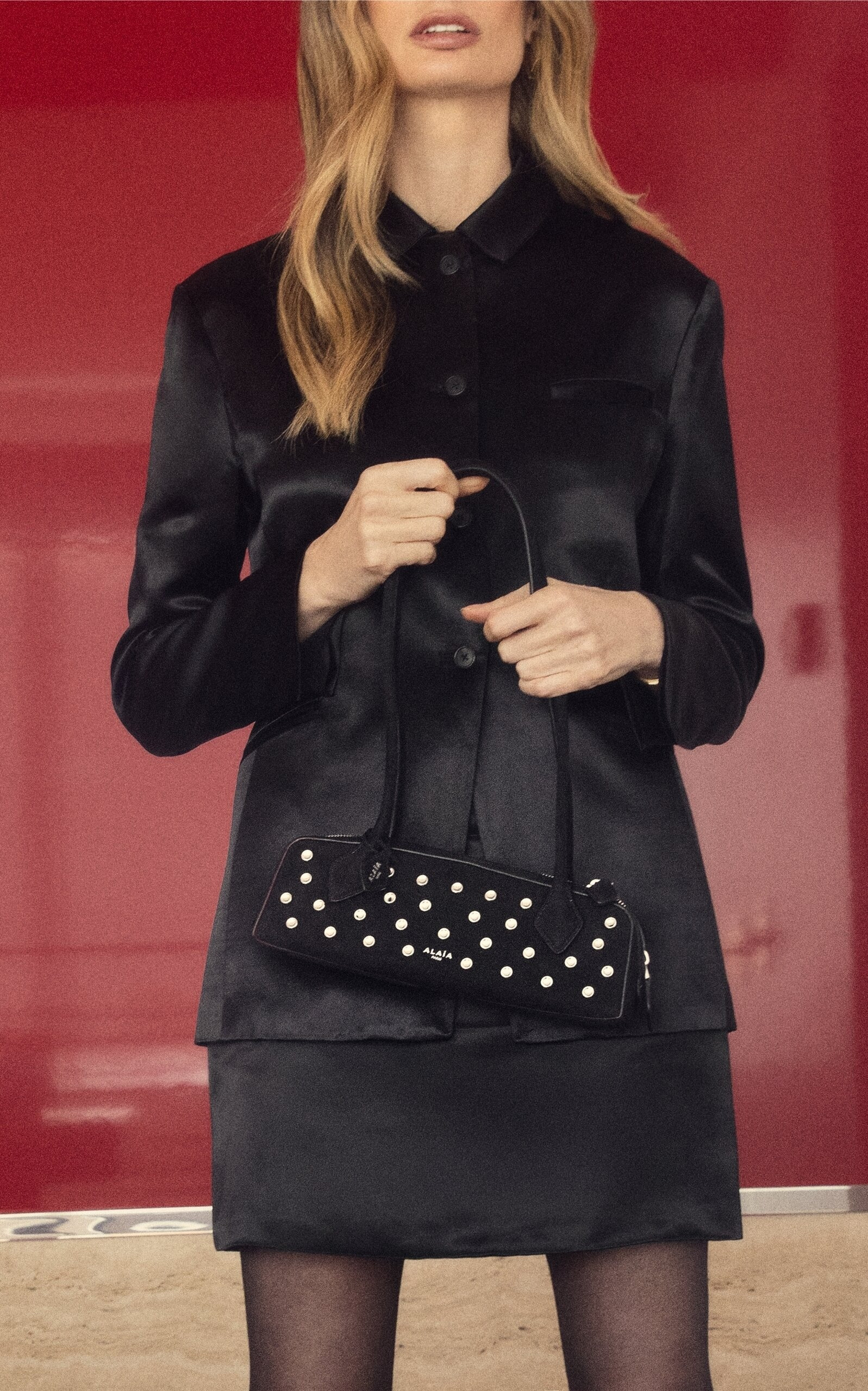 Exclusive Le Teckel Small Studded Suede Shoulder Bag black - 2