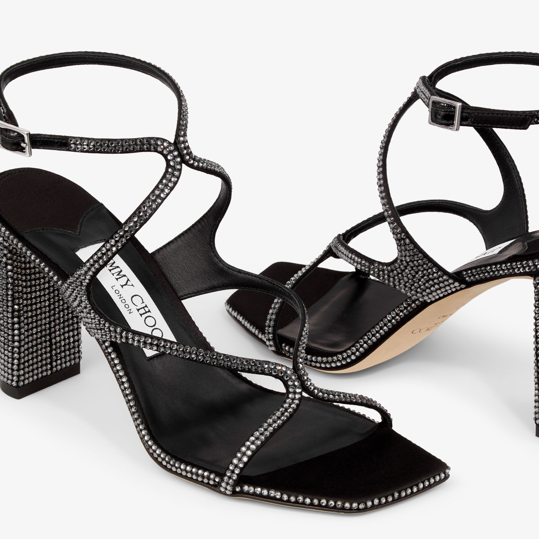 Azie 85
Black Satin Crystal Sandals - 4