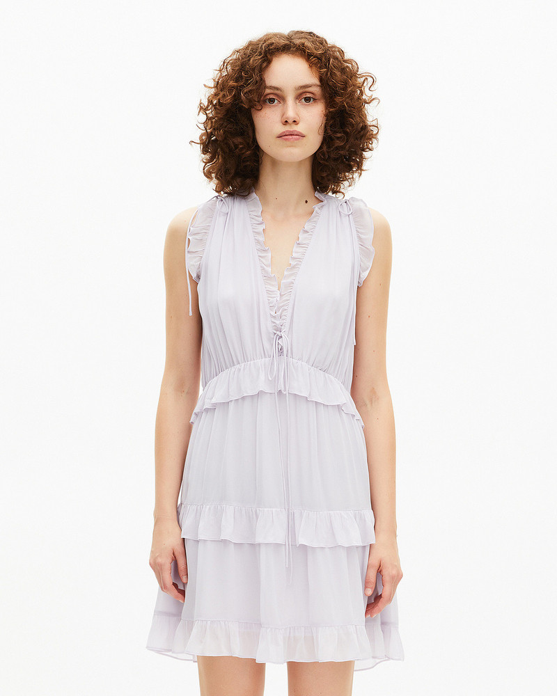 SHORT DRESS WITH LILAC RUFFLES 4