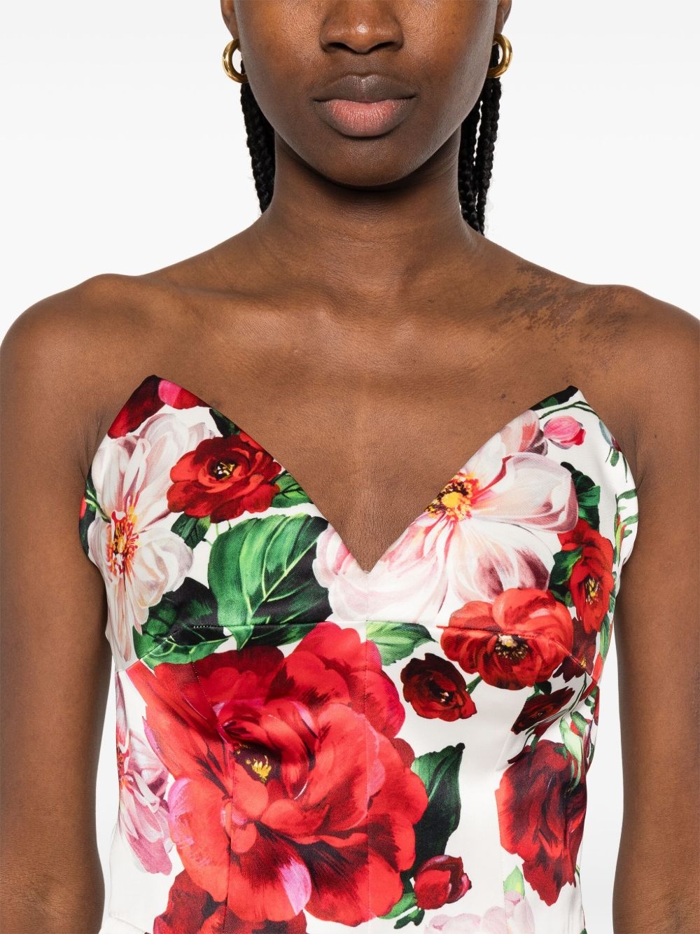 rose-print midi dress - 5