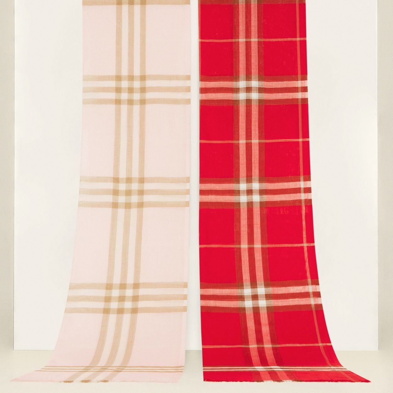 Lightweight Check Wool Silk Scarf - 2