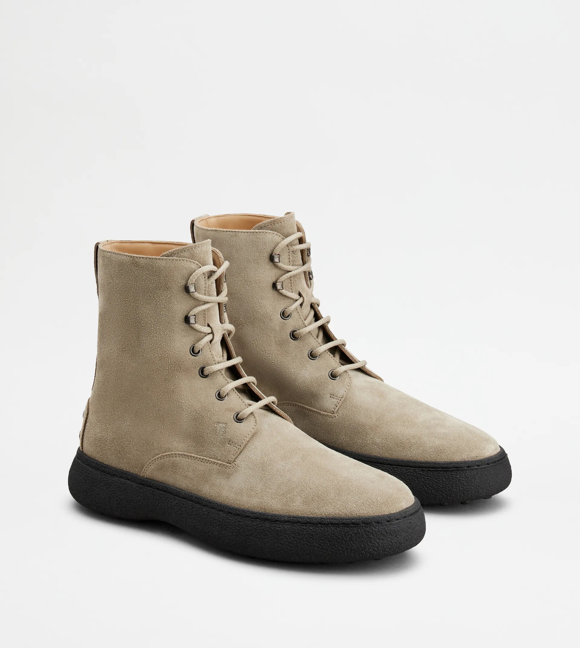 TOD'S W. G. LACE-UP ANKLE BOOTS IN SUEDE - BEIGE - 4
