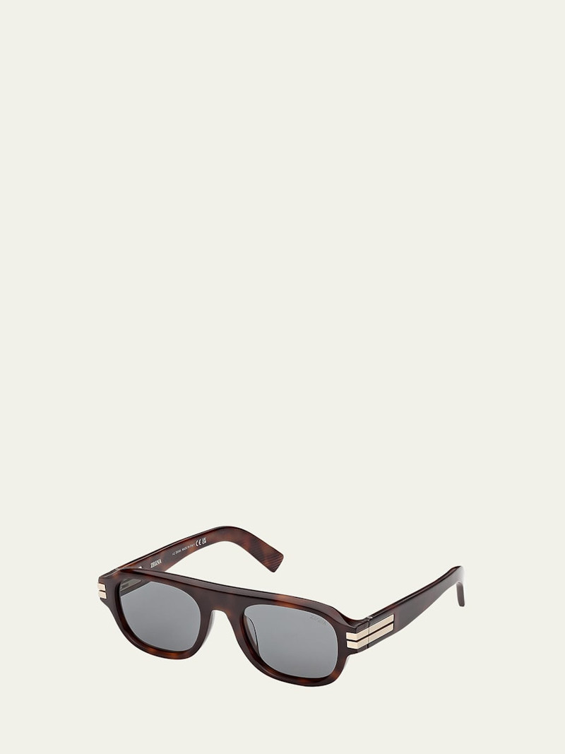 ZEGNA 52mm Acetate Round Sunglasses outlook