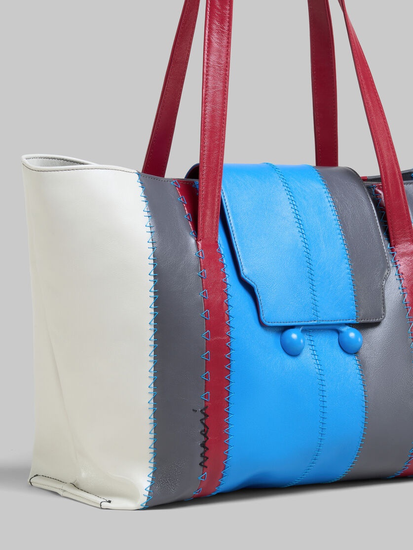 LIGHT BLUE, GREY, AND WHITE LEATHER TRUNKAROO LARGE BAG - 5