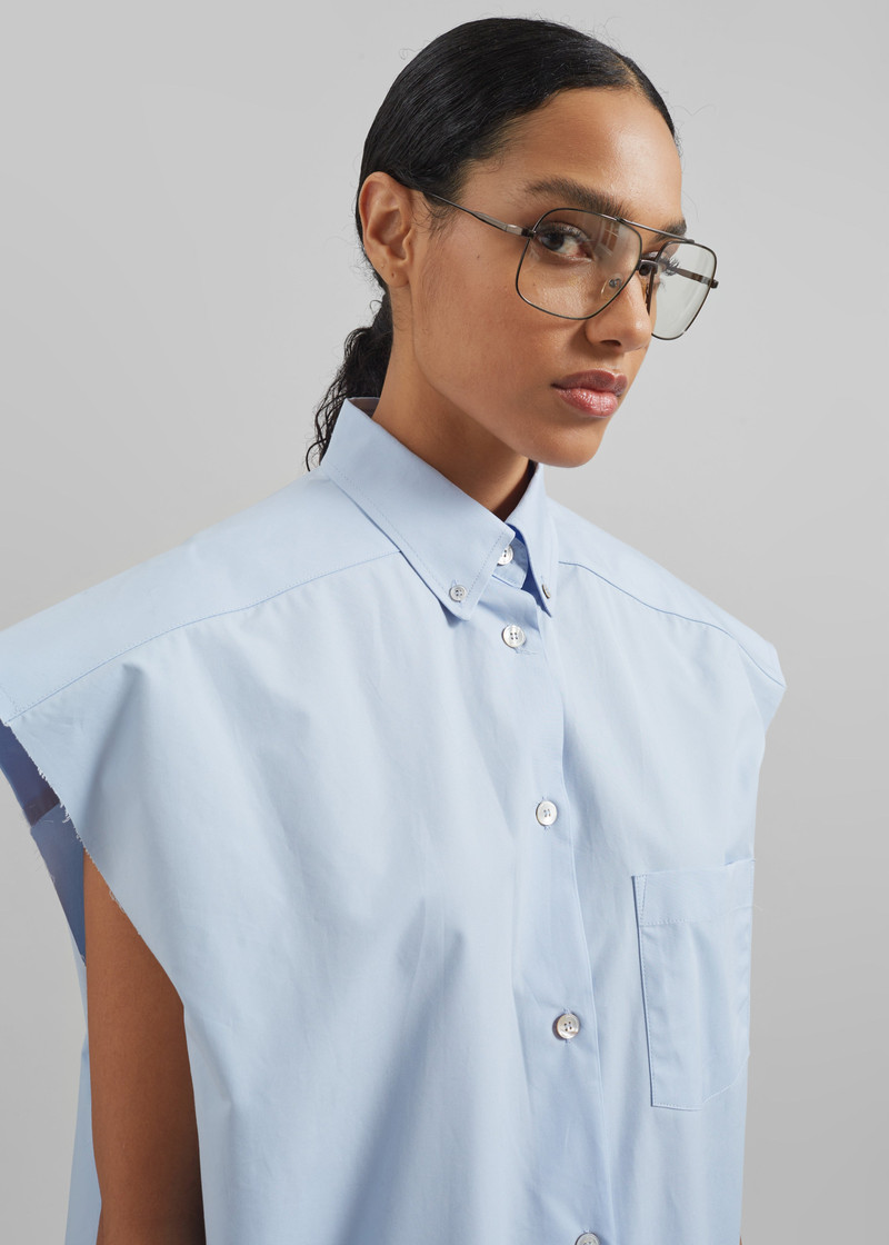 Quenin Sleeveless Button Down Shirt - Light Blue 5