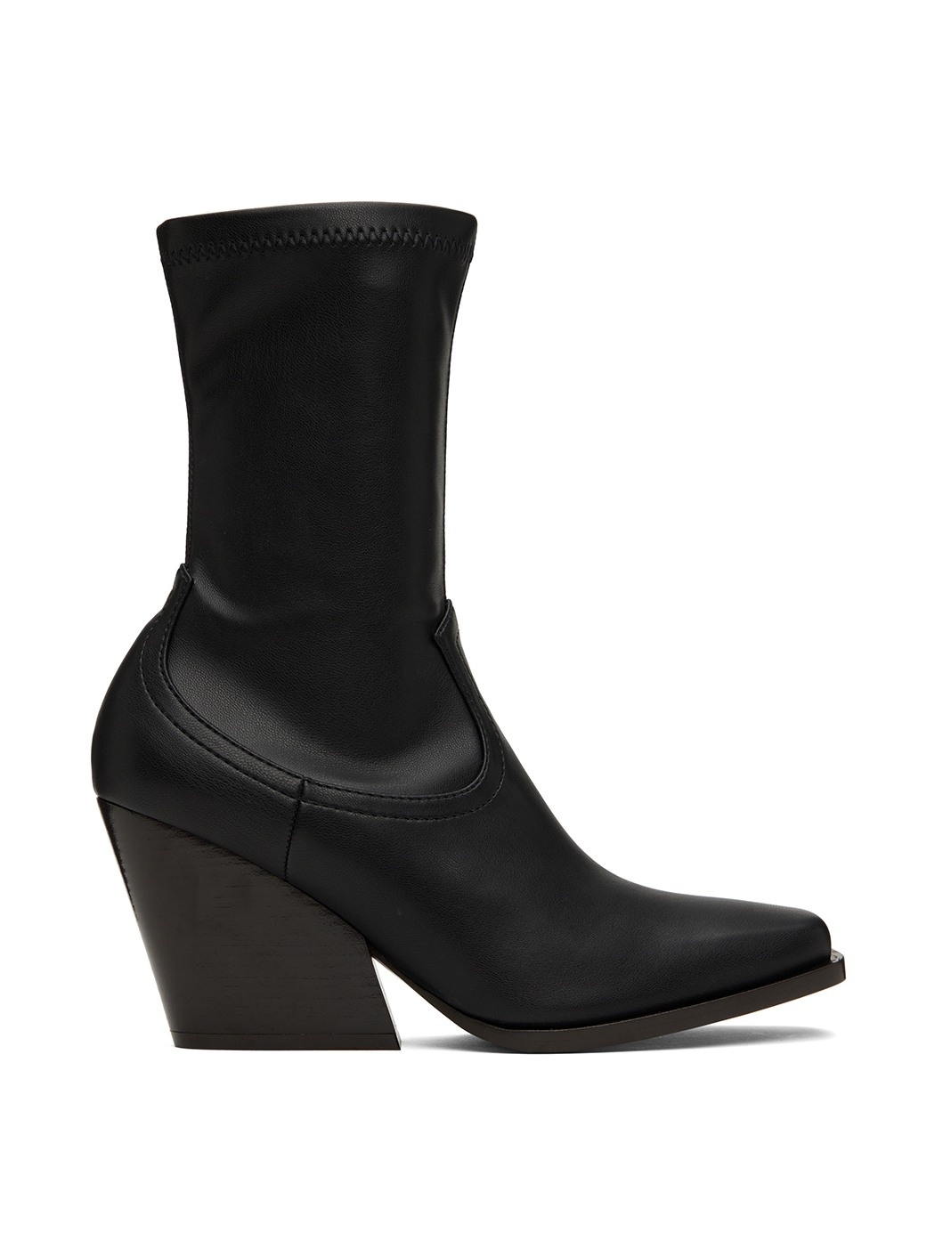 Black Faux-Leather Cowboy Boots - 1