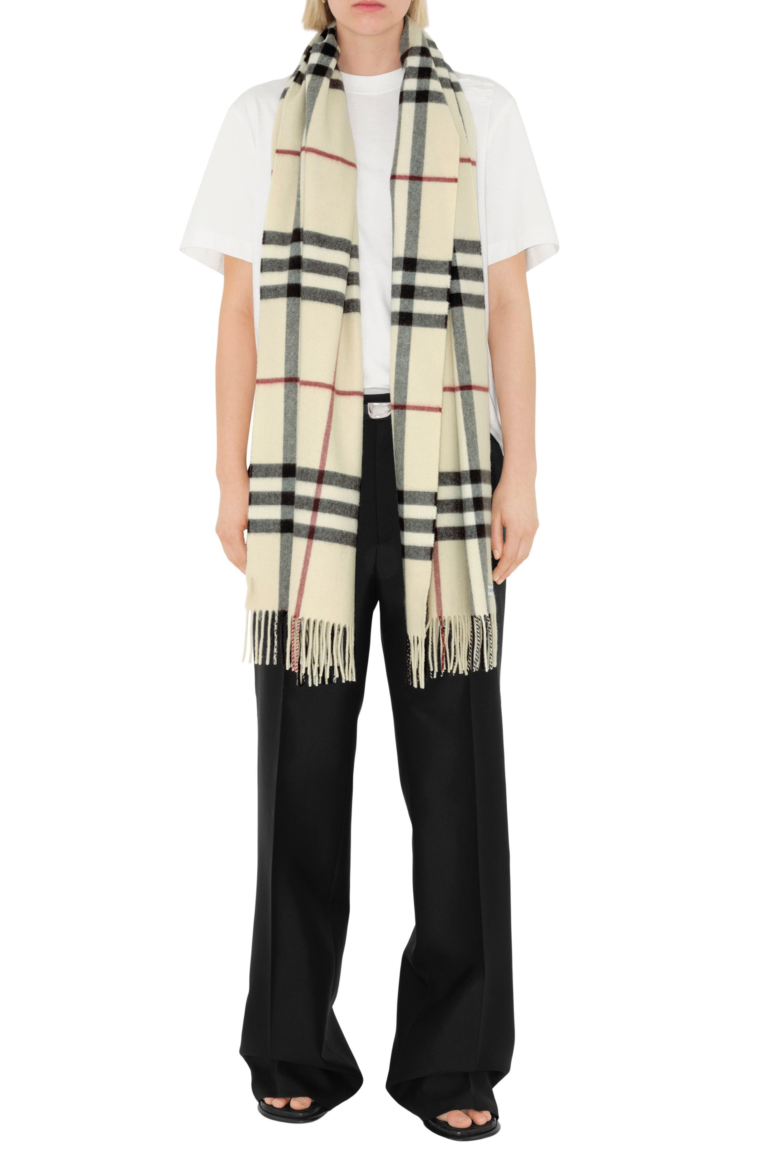 Giant Check Washed Cashmere Scarf - 1