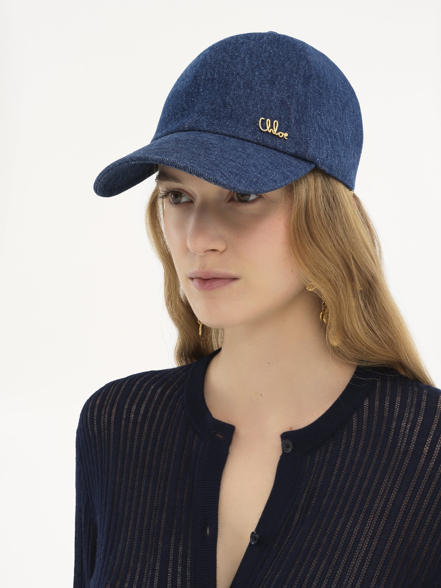 THE CHLOÉ ICONIC CAP IN DENIM - 5