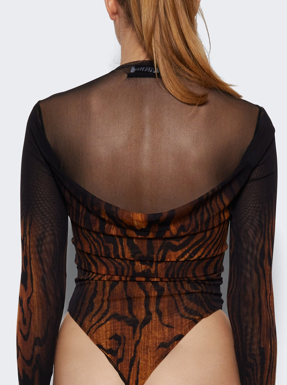 Mesh Body Double Layer Printed Wood Black And Brown - 4