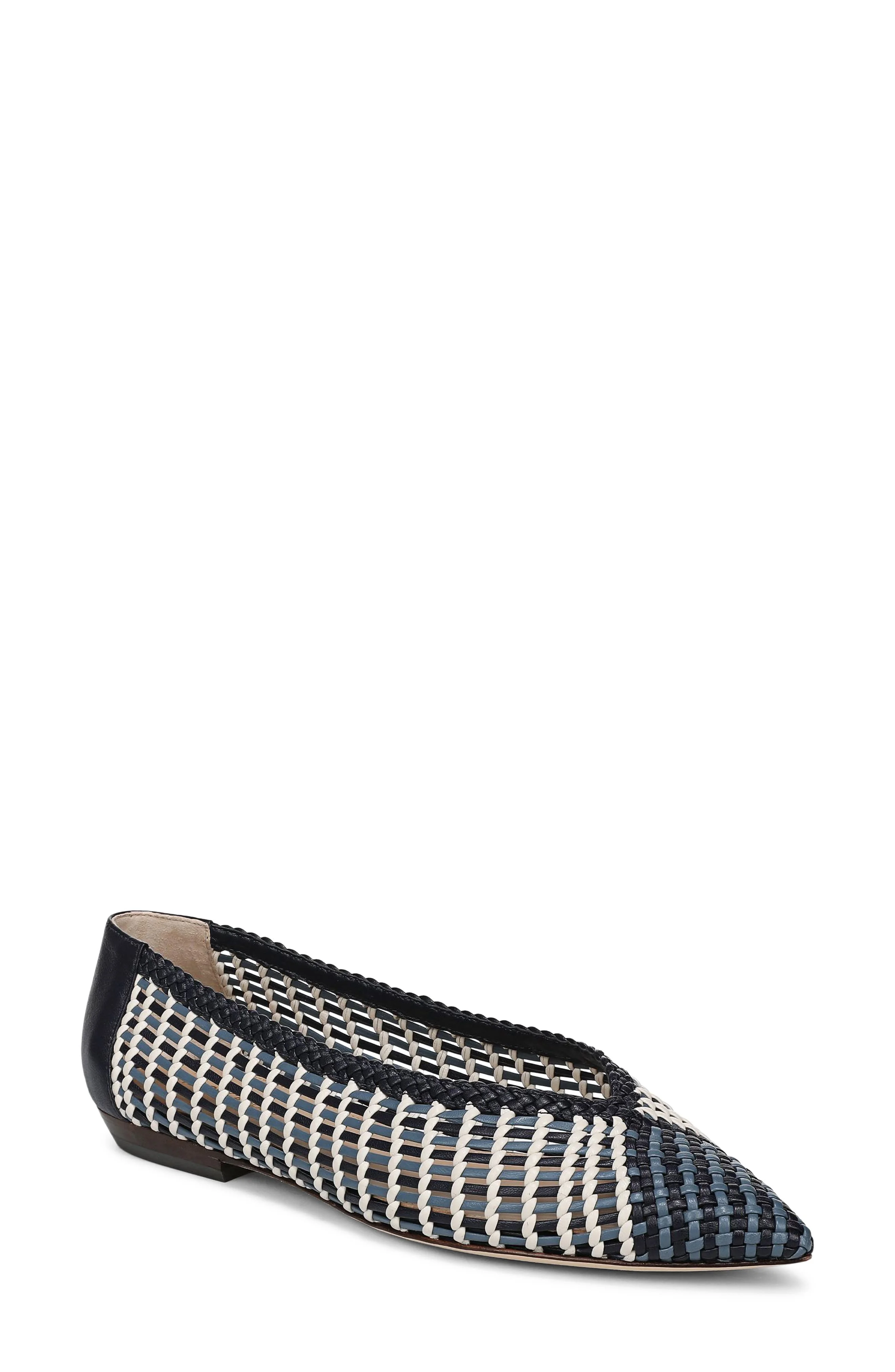 Veronica Beard Bancroft Woven Pointed Toe Flat in Blue Multi-Dm at Nordstrom - 1