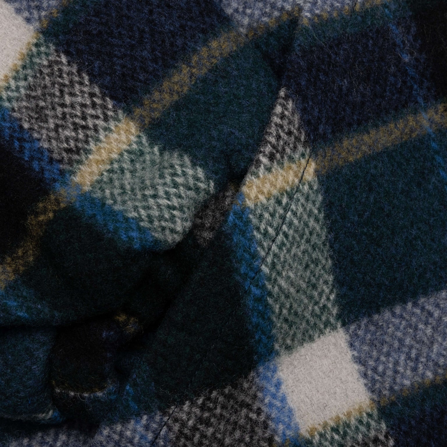 WOOL MELTON PLAID COACH JACKET - GREEN - 4