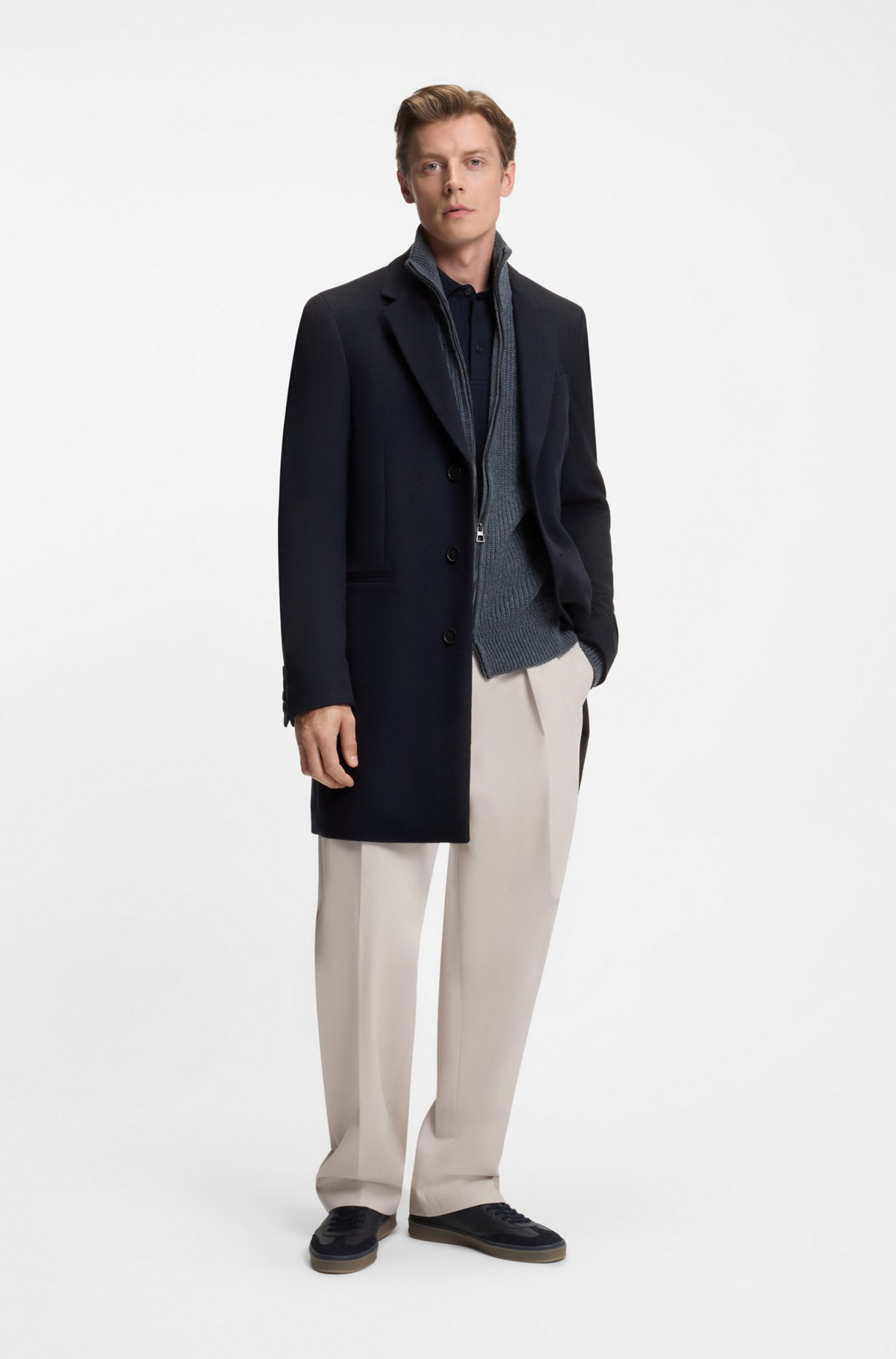 BECKHAM X BOSS SLIM-FIT COAT IN WOOL AND CASHMERE - 4