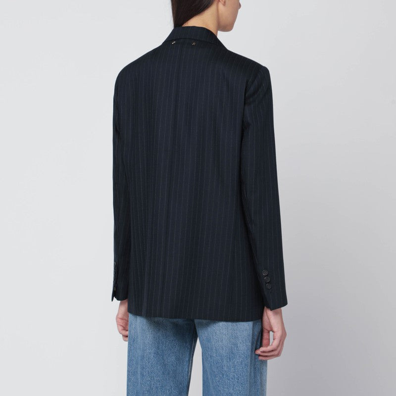Golden Goose Blue Pinstriped Single-Breasted Blazer In Wool Women - 2