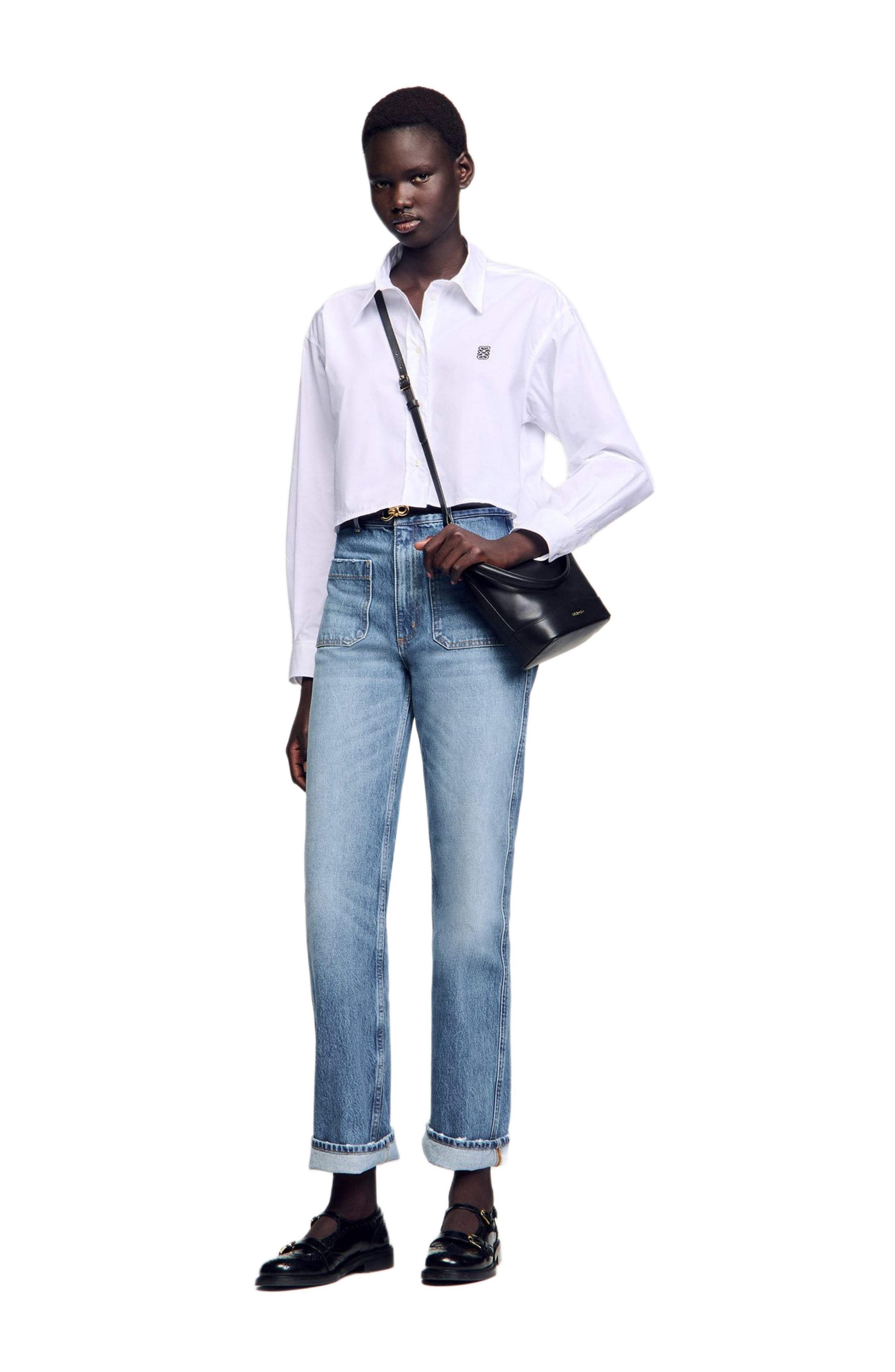 SANDRO Cropped poplin shirt in White at Nordstrom - 6