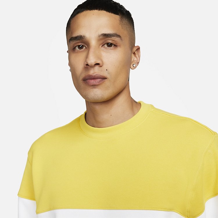 Nike Club French Terry Colour-Blocked Crew 'Vivid Sulphur' FB7849-709 - 4