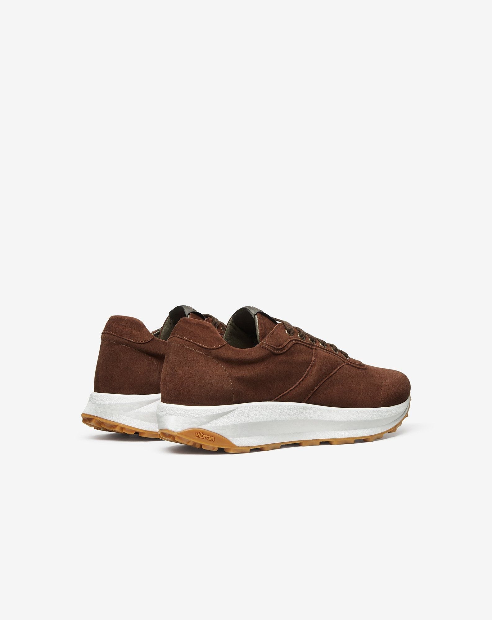 Cognac-beige suede running shoes - 3