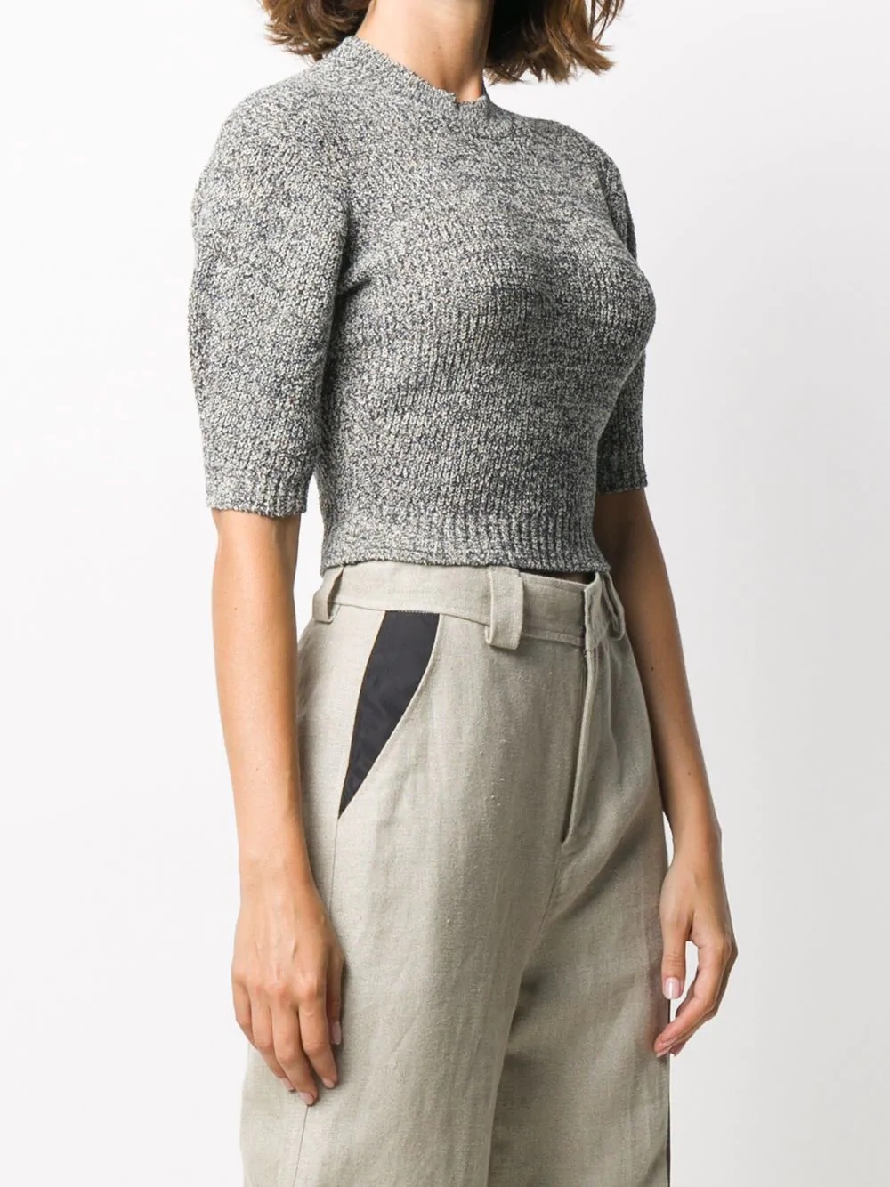 cropped knitted jumper - 3