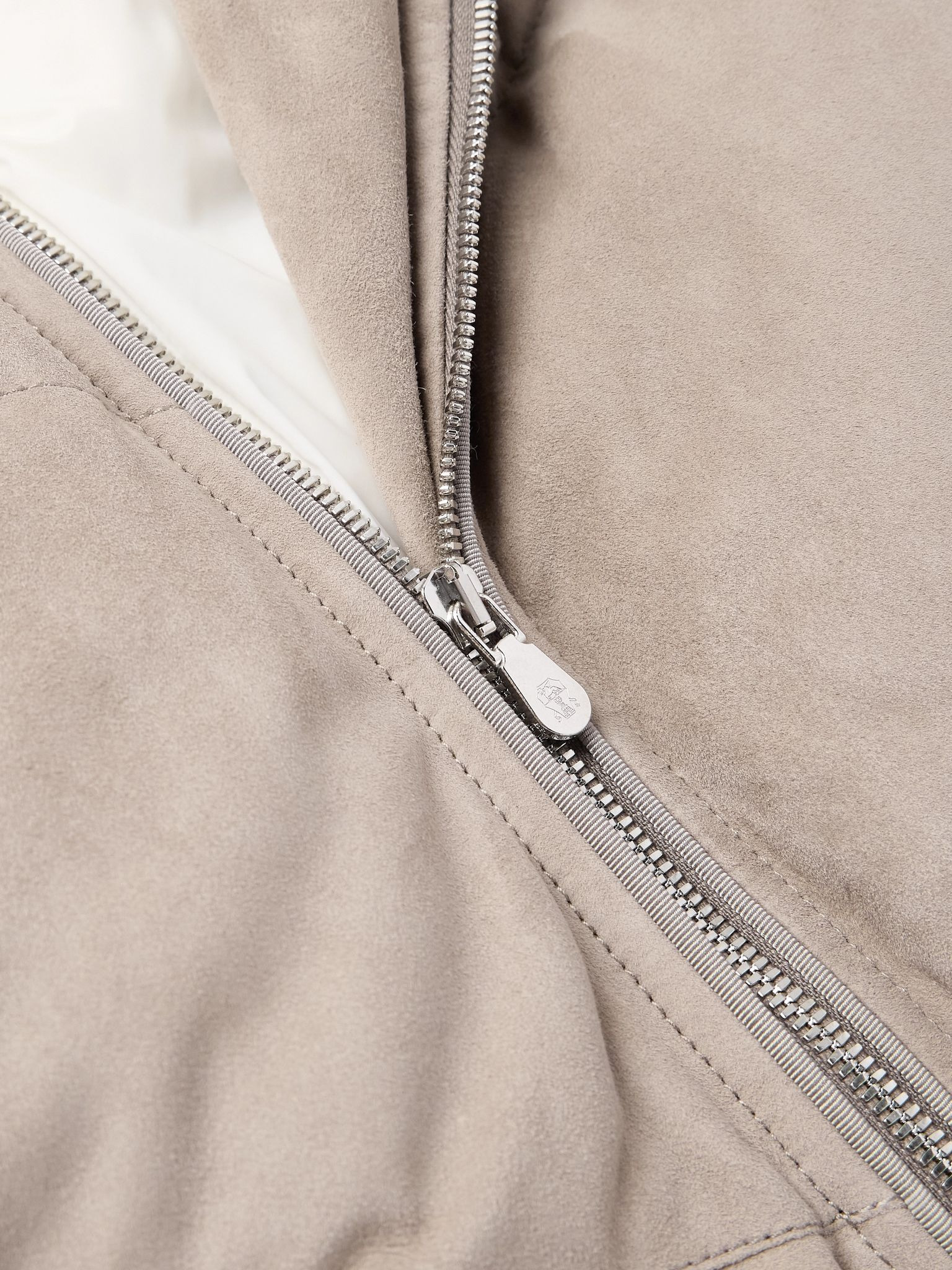Quilted Suede Hooded Down Jacket Sand - 4