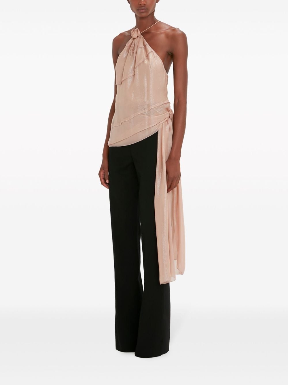 floral-motif lurex top - 3