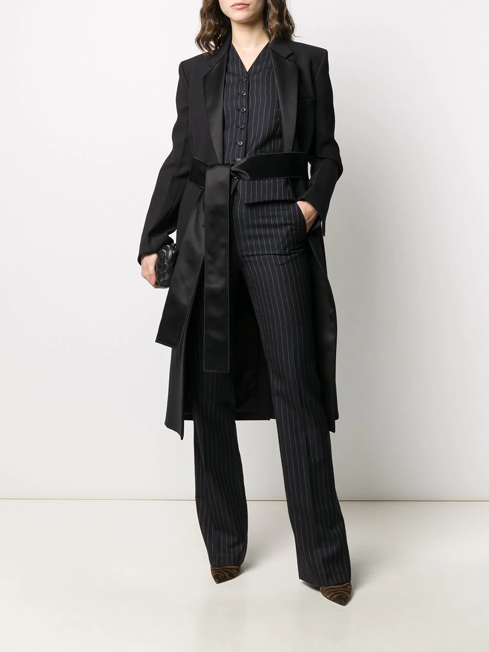 belted tuxedo coat - 2