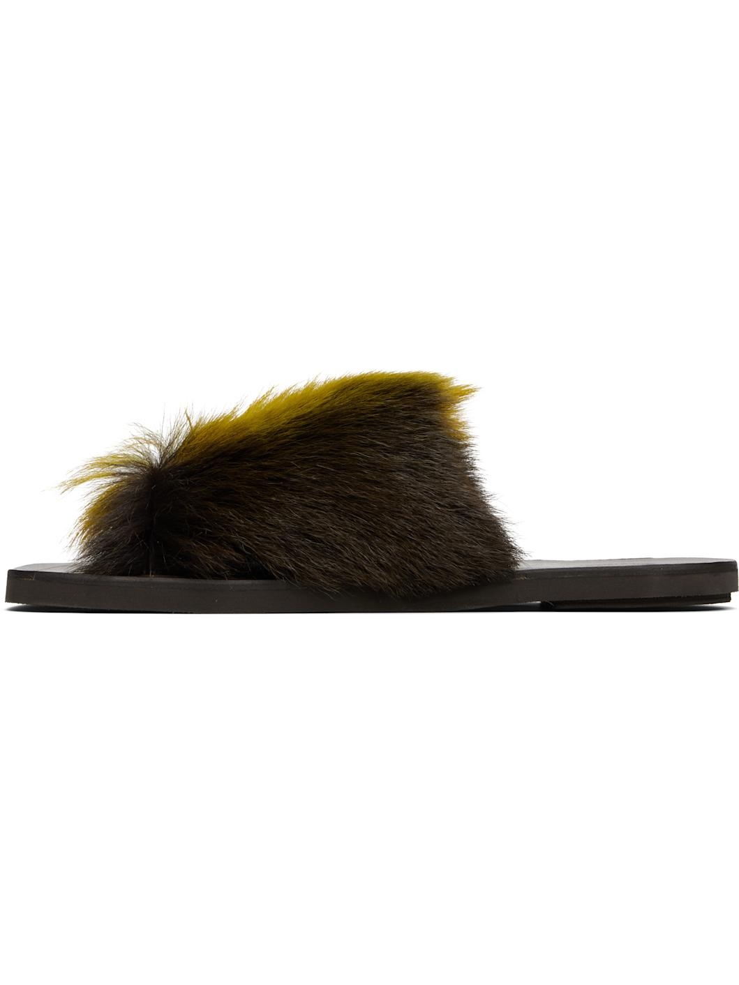 Brown & Yellow Open Toe Sandals - 3
