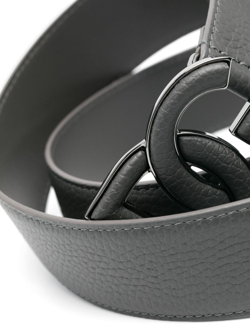 logo-buckle leather belt - 2