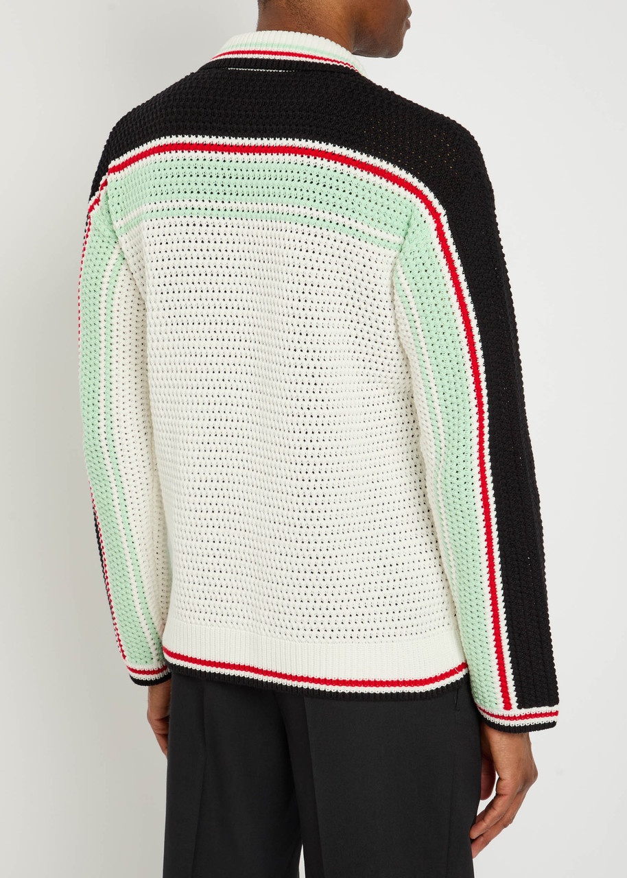 Casablanca Striped-crochet Cotton Shirt - 3