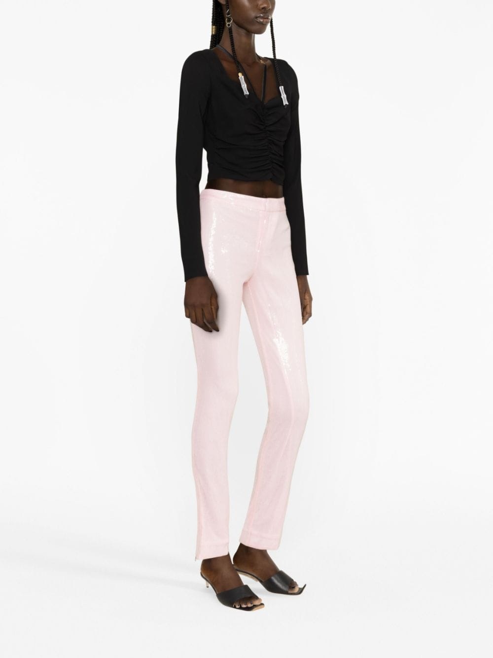 sequin-embellished trousers - 3