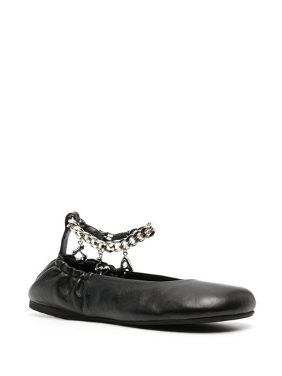 JW Anderson logo-charm leather ballerina shoes outlook