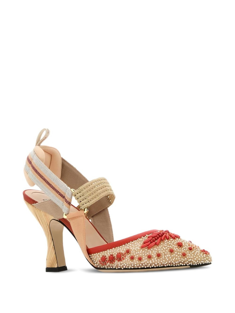 FENDI 85mm Colibrì beaded slingback pumps outlook
