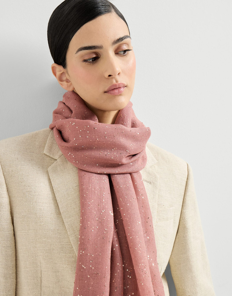 Lightweight cashmere and silk Diamond yarn knit scarf 4
