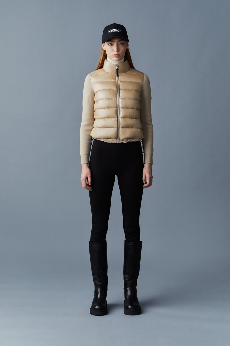 MACKAGE OCEANE Recycled hybrid jacket with rib knit sleeves outlook
